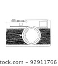 sketch of photo retro film Camera by hand painting, isolated on white background 92911766