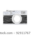 sketch of photo retro film Camera by hand painting, isolated on white background 92911767