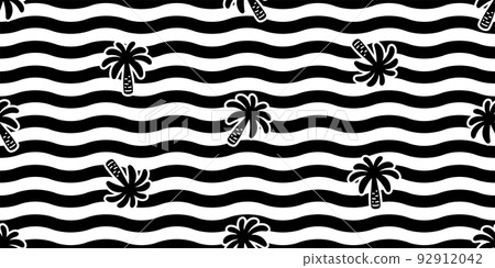 palm tree seamless pattern coconut tree wave vector island tropical gift wrapping paper beach ocean summer scarf isolated tile background repeat wallpaper cartoon doodle illustration design 92912042