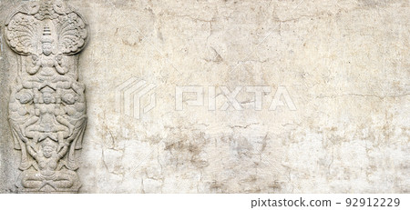 Horizontal background with ancient wall carving with womans - dancers apsara Horizontal background with ancient wall carving with womans - dancers apsara 92912229