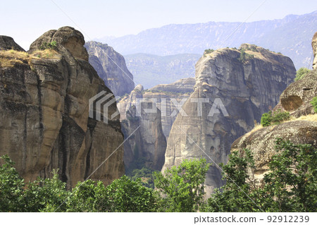 Aerial view of Mountains Meteors (Meteora), Kalampaka, Greece Aerial view of Mountains Meteors (Meteora), Kalampaka, Greece 92912239