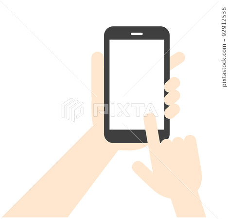 一隻手操作智能手機PNG屏幕透明 92912538