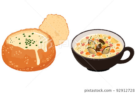 Illustration of clam chowder Illustration of clam chowder 92912728