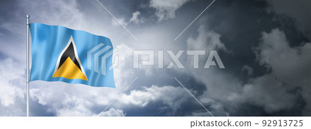 Saint Lucia flag on a cloudy sky Saint Lucia flag on a cloudy sky 92913725