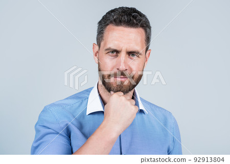 confident business boss or lawyer with beard and bristle, businessman 92913804