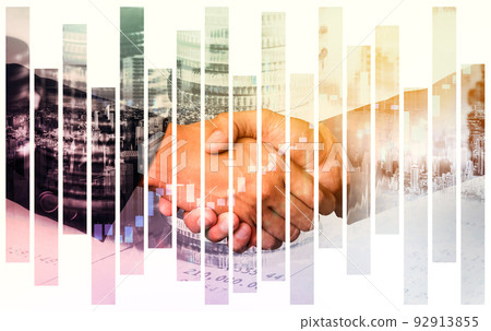 Business handshake on finance prosperity and money technology asset background Business handshake on finance prosperity and money technology asset background 92913855