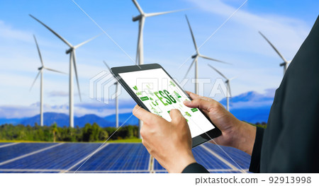 Green business transformation for environment saving and ESG business concept 92913998