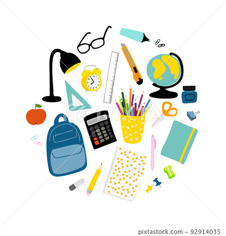 Back to school illustration with school stationery 92914035