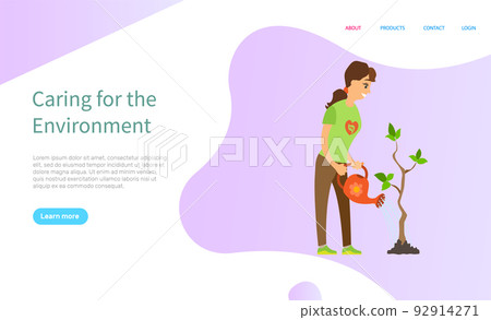 Ecosystem Support, Volunteer Woman, Tree Vector 92914271