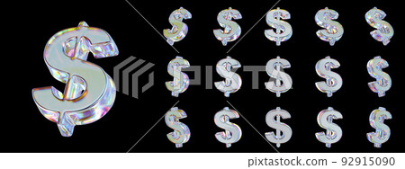 Glass sign USA Dollar on a black background. 3D render. Glass sign USA Dollar on a black background. 3D render. 92915090