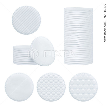 Cotton disk. Cosmetic pads for face skin care makeup stacks pads for women decent vector realistic mockup templates 92916477