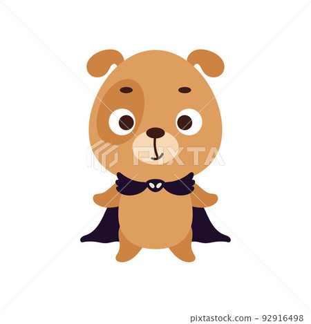 Cute little Halloween dog in a wizard costume. Cartoon animal character for kids t-shirts, nursery decoration, baby shower, greeting card, invitation, house interior. Vector stock illustration 92916498