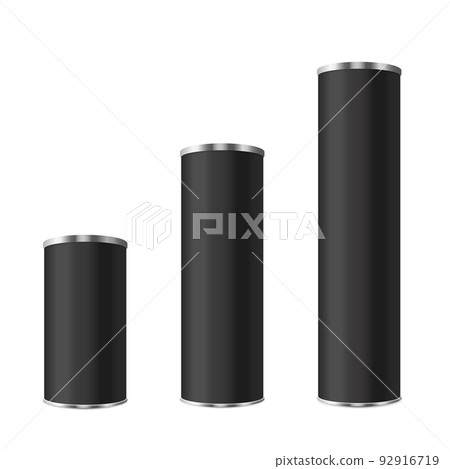 Blank black cylinder tubes template, realistic vector illustration isolated. Blank black cylinder tubes template, realistic vector illustration isolated. 92916719