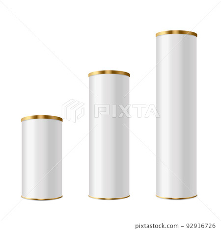 Cylinder tube blank box templates, realistic vector illustration isolated. Cylinder tube blank box templates, realistic vector illustration isolated. 92916726