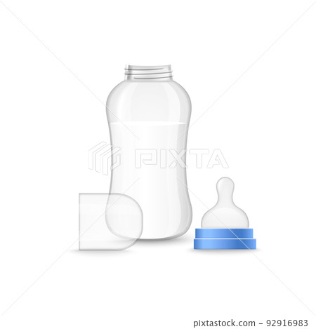 Bottle for infants feeding with milk, realistic 3d vector illustration isolated on white background. Bottle for infants feeding with milk, realistic 3d vector illustration isolated on white background. 92916983