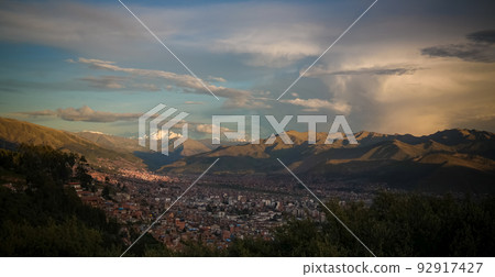 Aerial panoramic view to Cuzco, Peru Aerial panoramic view to Cuzco, Peru 92917427