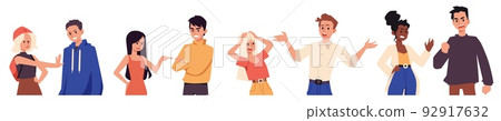 Angry arguing men and women group, flat vector illustration isolated on white. Angry arguing men and women group, flat vector illustration isolated on white. 92917632