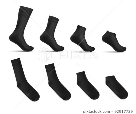 Set of black realistic sock mockups, vector illustration 92917729