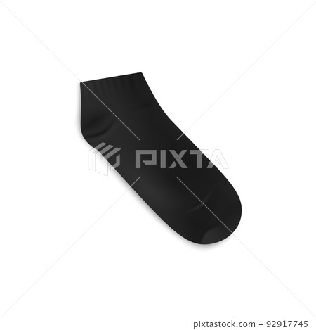 Black short realistic sock mockup, vector illustration Black short realistic sock mockup, vector illustration 92917745