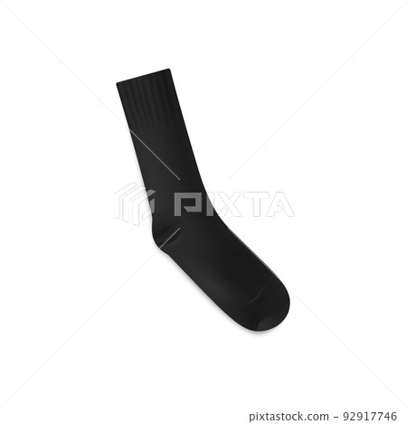 Classic length black realistic sock template, vector illustration Classic length black realistic sock template, vector illustration 92917746
