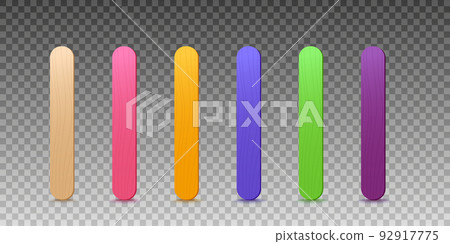 Color popsicle stick in realistic vector illustration isolated on transparent 92917775