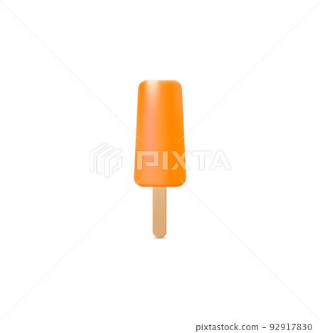 Popsicle on wooden stick, orange ice cream in realistic vector illustration Popsicle on wooden stick, orange ice cream in realistic vector illustration 92917830