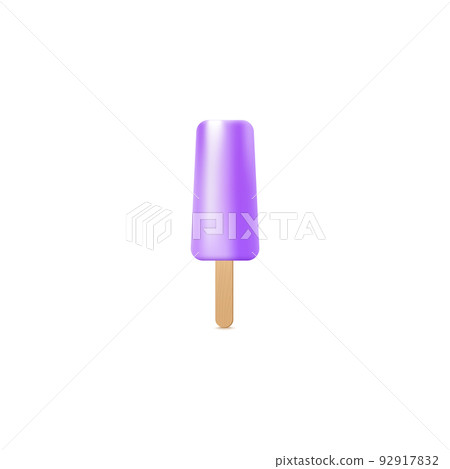 Popsicle on wooden stick, blueberry ice cream in realistic vector illustration Popsicle on wooden stick, blueberry ice cream in realistic vector illustration 92917832