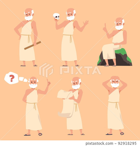 Ancient philosopher Socrates ancient thinker, flat vector illustrations. Ancient philosopher Socrates ancient thinker, flat vector illustrations. 92918295