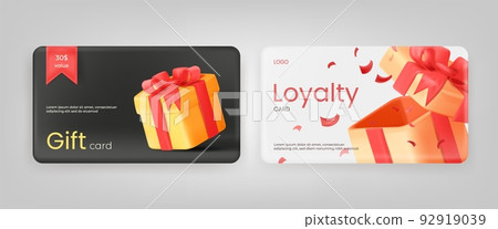 3d reward card. Gift bonus cards, loyalty program for clients or rewarded winner, referral experience cashback free coin ecommerce discount sale promotion 92919039