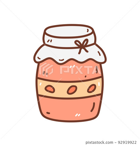 Cute jar of strawberry jam isolated on white Cute jar of strawberry jam isolated on white 92919922