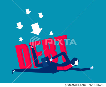 Getting pressed by debt. Business cartoon vector illustration Getting pressed by debt. Business cartoon vector illustration 92920626