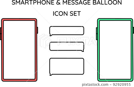 具有復制空間和消息語音氣泡圖標集的智能手機（紅色/綠色） 92920955