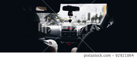 Car inside cockpit view with people travel Car inside cockpit view with people travel 92921864