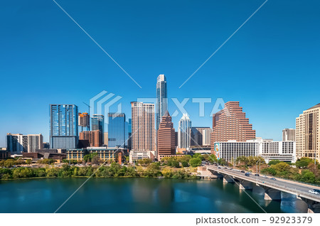 Downtown Austin Texas skyline and Colorado river Downtown Austin Texas skyline and Colorado river 92923379