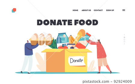 Donate Food Landing Page Template. Support Social Care, Volunteering and Charity. Tiny Characters Filling Donation Box Donate Food Landing Page Template. Support Social Care, Volunteering and Charity. Tiny Characters Filling Donation Box 92924009