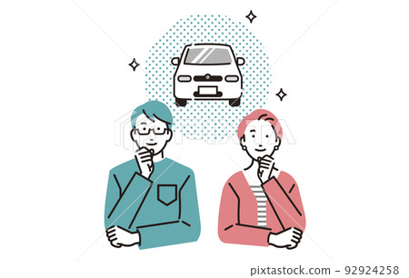 Couple thinking about buying a car Couple thinking about buying a car 92924258