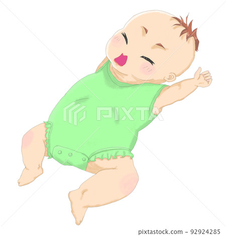 穿著綠色衣服睡在他背上的男嬰 穿著綠色衣服睡在他背上的男嬰 92924285