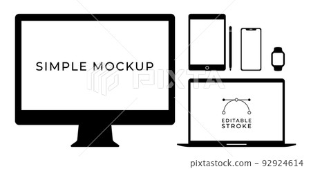 Illustration material: Mockup set of digital devices such as personal computers and smartphones 92924614