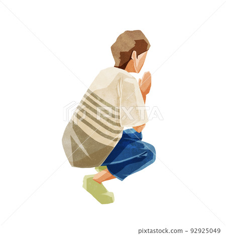 Hand-painted watercolor style illustration of a woman praying Hand-painted watercolor style illustration of a woman praying 92925049