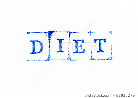 Blue color ink rubber stamp in word diet on white paper background Blue color ink rubber stamp in word diet on white paper background 92925279