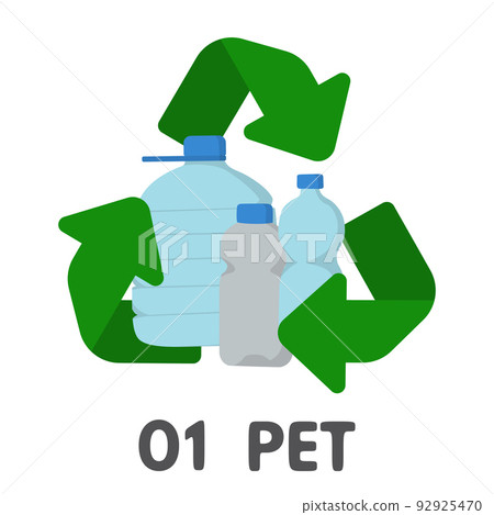 Plastic recycle symbol. Bottles for drinking water. Plastic recycle symbol. Bottles for drinking water. 92925470