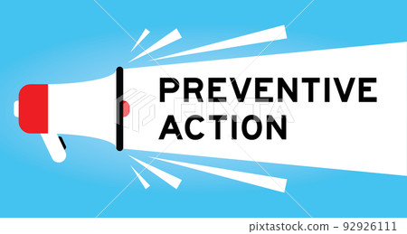 Color megaphone icon with word preventive action in white banner on blue background 92926111