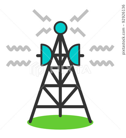 從高處傳輸無線電波的鋼塔插圖 92926136