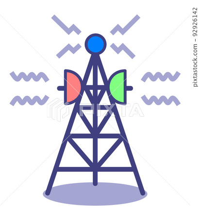 Illustration of a steel tower that transmits radio waves from a high place Illustration of a steel tower that transmits radio waves from a high place 92926142