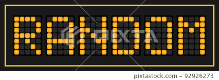 Orange color led in word random on black background Orange color led in word random on black background 92926273