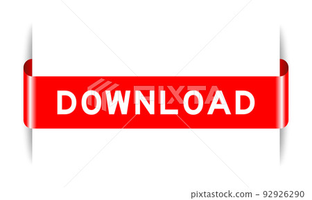 Red color inserted label banner with word download on white background Red color inserted label banner with word download on white background 92926290