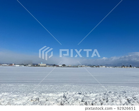 Aizu basin covered with blue sky and snow Aizu basin covered with blue sky and snow 92926651