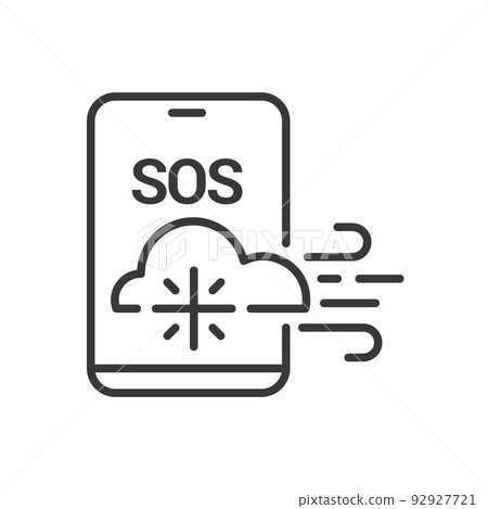 Snowfall on the weather forecast - vector line design icon 92927721