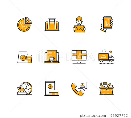 Food delivery - modern line design style icons set - Stock Illustration ...