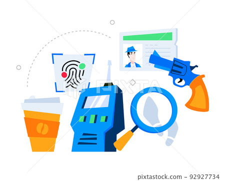 Evidence and crime - modern colored vector poster Evidence and crime - modern colored vector poster 92927734